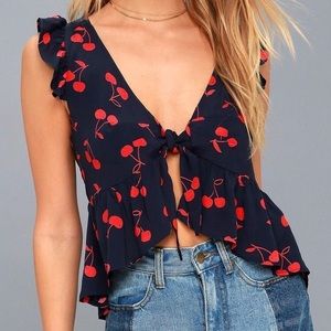 Cherry tie crop top